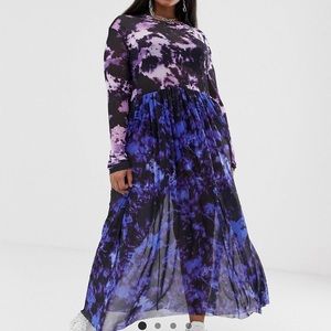 Collusion Plus Sheer TieDye Maxi Dress Sz14
